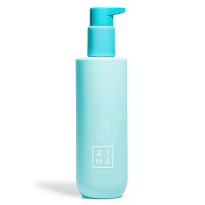 Image of 3INA MAKEUP The Blue Gel Cleanser Foaming Gentle Skin Face Micellar Formula Aloe Vera and Hamamelis Smooths Refresh Purifies Pump Applicator Vegan Cruelty Free