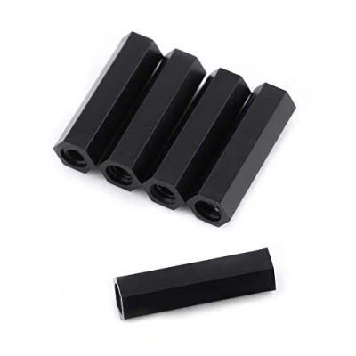 Image of Akozon Spacer Standoff 100Pcs M3 Female Hex Threaded Black Nylon Bolts Nuts Assortment Set With Plastic Box(M3*18)
