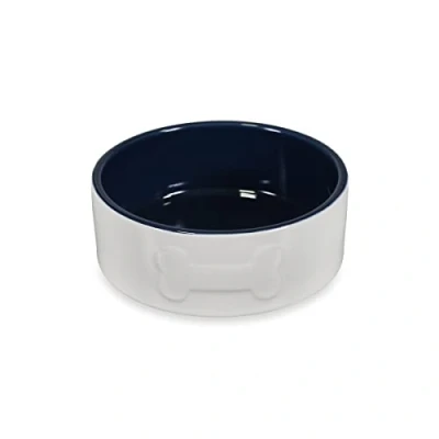 Image of Petface Bone Ceramic Bowl (Cream/Navy), 15cm