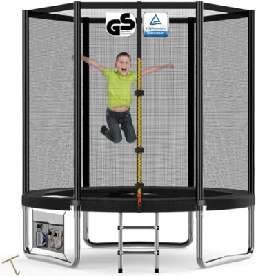 Image of Devoko 6ft/ Secure Kids Trampoline Garden Safety Net &amp; Reinforced Steel Frame Super Stable Play for Children 6 12 Years Premium Waterproof, Easy Setup