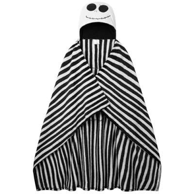 Image of Disney The Nightmare Before Christmas Soft Fleece Bed Blanket 150 x 120cm (Black/White Hood)