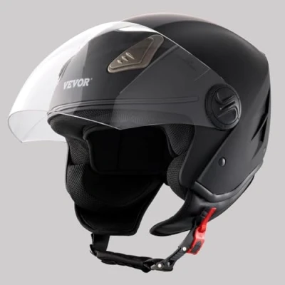 Image of VEVOR Motorcycle Helmet, 3/4 Face, Smart Street ABS &amp; High Density Helmet with Bluetooth Slot Interchangeable Lens, DOT Approved Comfortable Motocross Fit for Youth Adults,M（57 58cm)