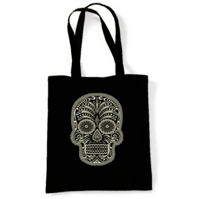 Image of Tribal T Shirts Sugar Skull Tote / Shoulder Bag (Black)