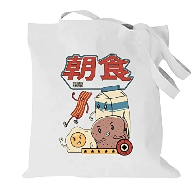 Image of Japan Printed Canvas reusable grocery Bags, Foldable Casual Travel HandBag, Shoulder Beach Tote Shopper bag eco friendly super strong washable Storage bags Shopping for Women