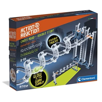 Image of Clementoni 19265 Action &amp; Reaction Cross Road Glow Effect Track Toy Set, Marble Run Accessories, Construction Toys For Kids From 8 Years, Made In Italy