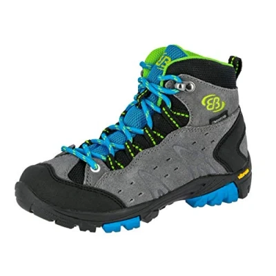 Image of Brütting Unisex Kids’ Mount Bona High Kids Rise Hiking Shoes, Grey (Grey/Blue/Lemon), 10 UK Child