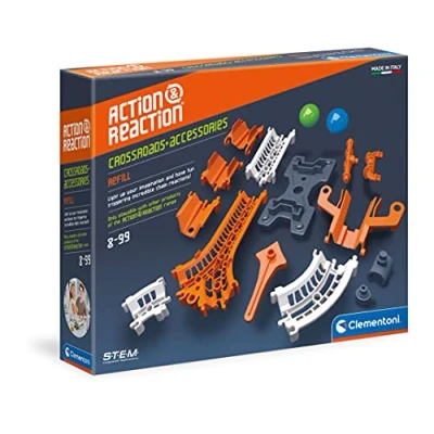 Image of Clementoni 19167 Science and Play Action &amp; Reaction Platforms, Junctions Crossroads Made in Italy Track Set Construction Toys for Kids from 6 Years Older, English
