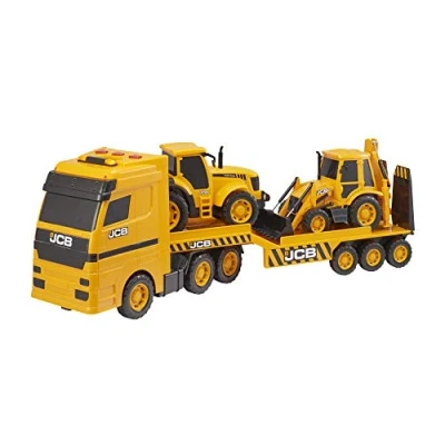 Image of JCB Heavy Load Transporter Truck Construction Vehicle Includes Trucks &amp; Lorry Realistic Light And Sounds Indoor Outdoor Sandpit Toys Ages 3+