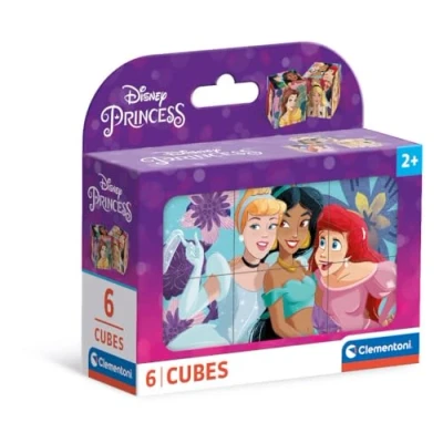 Image of Clementoni Jigsaw Puzzle Disney Princess 6 Pieces Cube Supercolor For Children 2 4 Years, Cartoon, Disney, Gift Boy/Girls, Princesses, Kids, Made In Italy, 40660