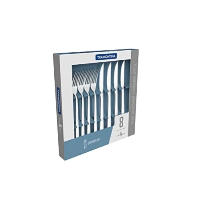 Image of Tramontina 18/10 Stainless Steel 8 Piece Steak Knife &amp; Fork Set