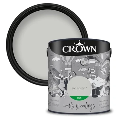 Image of Crown Walls &amp; Ceilings Silk Emulsion Paint, Size 2.5L, Salt Spray