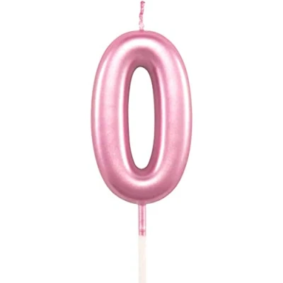 Image of SHATCHI SHATHI Number Pink 0 Candle Birthday edding Anniversary New Year Party Cake Decorations Topper Girls