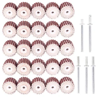 Image of 50Pcs Sanding Flap Wheel for Drills Sandpaper Disc 80# 120# 240# 320# 600# Grits Grinding Brush with Shank Mandrel Rotary Tools