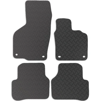 Image of Carsio Rubber Car Mats For VW Passat 2005 2007 Tailored Fit Floor Mat Set Complete Accessory Black Custom Fitted All Weather &amp; Heavy Duty, Anti Slip Backing with Clips