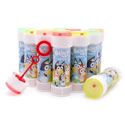 Image of Toyland® Pack of 12 Bluey Bubble Tubs With Wands, 60ml Solution &amp; Novelty Maze Lid Pocket Money Party Bag Toys