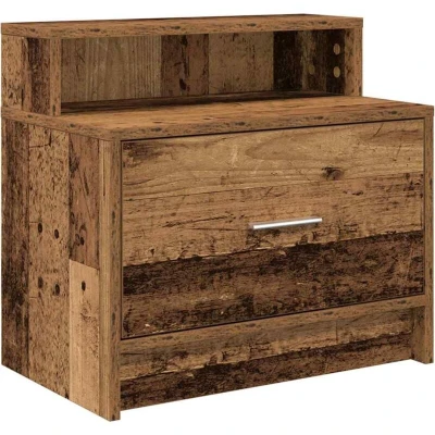 Image of vidaXL bedside cabinet with drawer engineered wood brown nightstand 51x31x47 cm