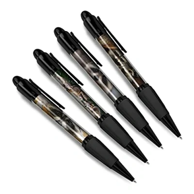 Image of DV DESIGN Set of 4 Raccoon Black Ballpoint Pens Animal Wild Nature Wildlife American Zoo Pattern Boys Girls Men Women Theme Pen #79415