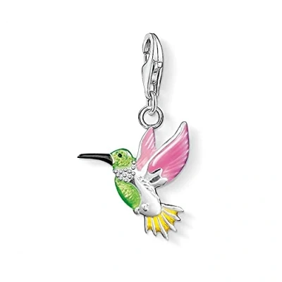 Image of Thomas Sabo Women Charm Pendant Colourful Hummingbird Club 925 Sterling Silver 0655 007