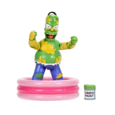 Image of The Simpsons Furious Homer 12.7cm Premium Collector&#039;s Action Figure by JAKKS Pacific, Includes Accessories and Breakable Fence, Smashing Arm Action, Fully Articulated