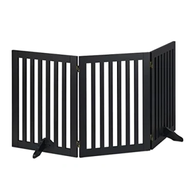 Image of Relaxdays Safety Gate for Children &amp; Pets, with Feet and Floor Protectors, Free Standing Barrier, 92 x 154 cm, Black
