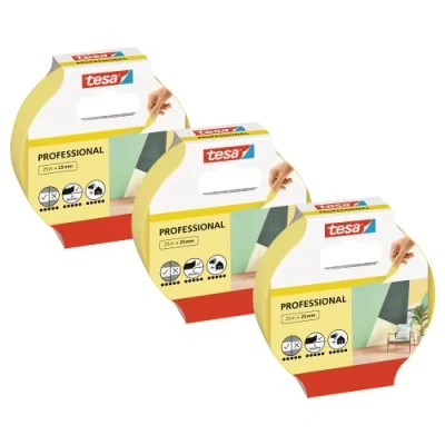 Image of tesa masking tape Professional Painter&#039;s made of thin Washi paper for particularly precise during painting work indoors and outdoors 3x 25 m x mm