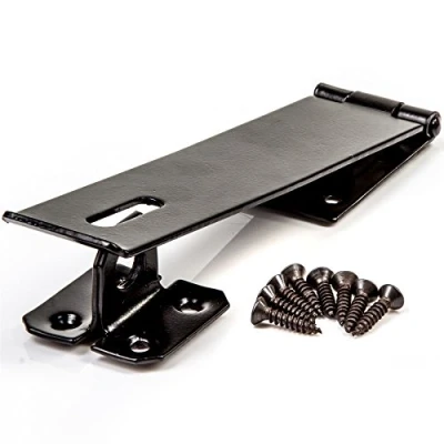 Image of Black Safety Hasp &amp; Staple 150mm/6&quot; Heavy Duty Padlock Latch