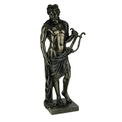 Image of Veronese Design Polyresin Posing Greek God Apollo Holding His Lyre Statue