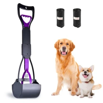 Image of Dog Pooper Scooper with Long Handle, 23.6&quot;/60cm Portable Foldable Pet Poop Waste Bag for Outdoor, Dirt Scoop Cat Animal Grass Gravel Sand, Pick Up Rake