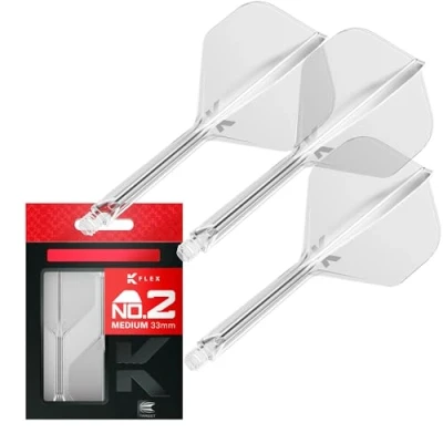 Image of TARGET Darts K Flex Integrated Dart Flight And Shaft, No.2 Clear (Medium) Pack Of 3 No 2, Precision Moulded 2 In 1 Flights Stem Professional Accessories