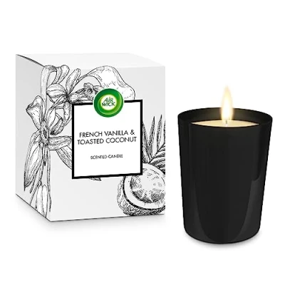 Image of Airwick French Vanilla &amp; Toasted Coconut Scented Candle 220g 40 Hours Burn Time
