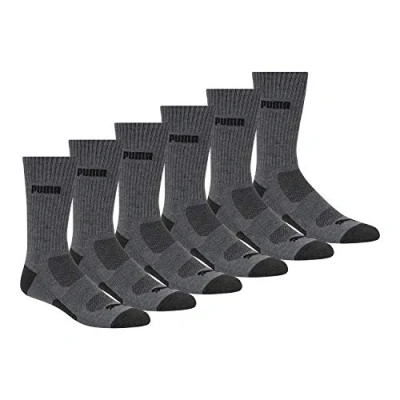 Image of PUMA Men&#039;s 6 Pack Crew Socks, Dark Gray, L UK