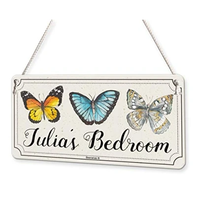 Image of Beenanas Butterflies Butterfly Watercolour Personalised Childs Bedroom Door Sign Name Plaque