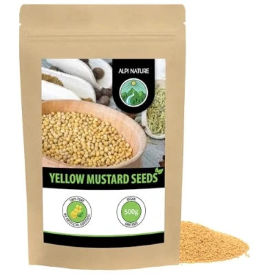 Image of mustard seeds (500g, 1.1lb), yellow and white 100% natural, gently dried, natural without additives, vegan