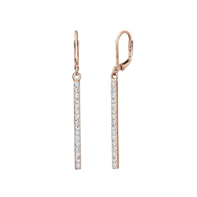 Image of Elli Earrings Ladies Hanger Geo Rod with Crystals in 925 Sterling Silver