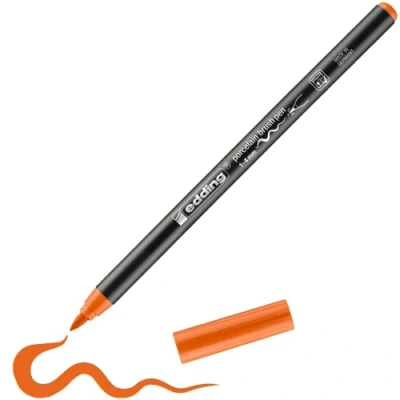Image of edding 4200 porcelain brush pen orange 1 nib 4 mm felt for painting and decorating ceramics, dishwasher safe, lightfast ink, quick drying
