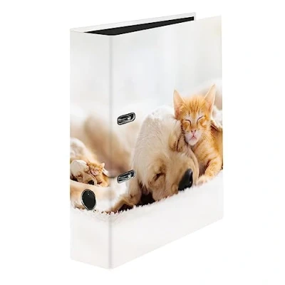 Image of Original Falken Motif Folder, Pets. Made in Germany, 8 cm Wide, DIN A4 Ring Binder, Lever Letter Office Plastic Folder