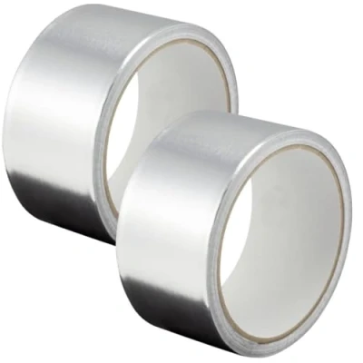 Image of Gocableties Aluminium Foil Tape, 48mm (2&quot;) x 10m, Twin Roll Adhesive Insulation Tape for Insulating, HVAC Repair, Sealing Ducts, and Pipework, 2 Rolls