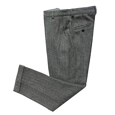 Image of Solovedress Men&#039;s Vintage Tweed Dress Trousers Herringbone Regular Fit Business Suit Trousers, gray, 38 W/30 L