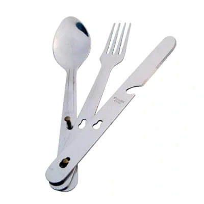 Image of 4 in 1 Camping Cutlery Utensil Set Hiking Fishing Outdoors Festival Essentials