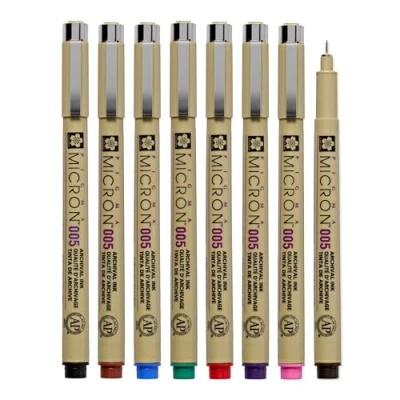 Image of SAKURA Pigma Micron 005 8 Color Set Water Based Pigment for Illustration Holiday Gifts Artists, Crafters &amp; DIY Projects