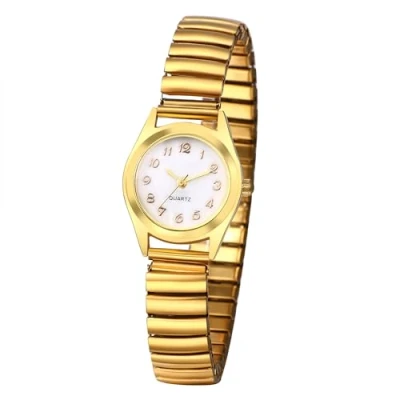 Image of JewelryWe Women&#039;s Elastic Band Watch: Round Quartz Stretch Strap Wrist Watch Gold Tone Dress Mother&#039;s Day