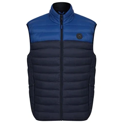 Image of Tokyo Laundry Men&#039;s Yestin Colour Block Quilted Puffer Gilet with Fleece Lined Collar