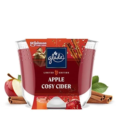 Image of Glade Large Jar Candle, Scented Christmas Candle Infused with Essential Oils, Apple Cosy Cider, 224 g, Packaging May Vary