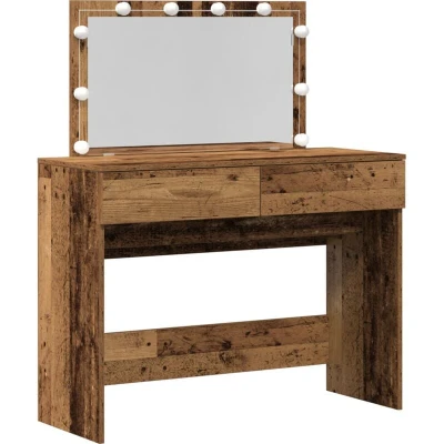 Image of vidaXL Dressing Table with LED Old Wood 100x40x120 cm