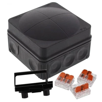 Image of Wiska 10111273 Combi 108 BK 3 221 413 Junction Box, 76x76x51mm, Black, x wago