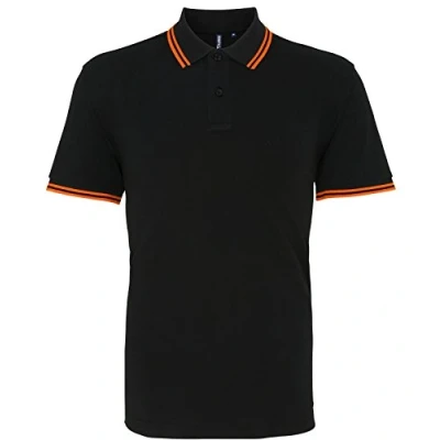 Image of ASQUITH &amp; FOX Men s classic fit tipped polo Black / Orange Large