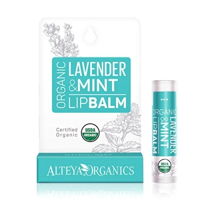 Image of Alteya Organic Lip Balm Lavender &amp; Mint 4.5g USDA Certified Pure Natural Care Based on a Carefully Selected Bouquet of Hydrating and Nourishing Botanical Oils Butters