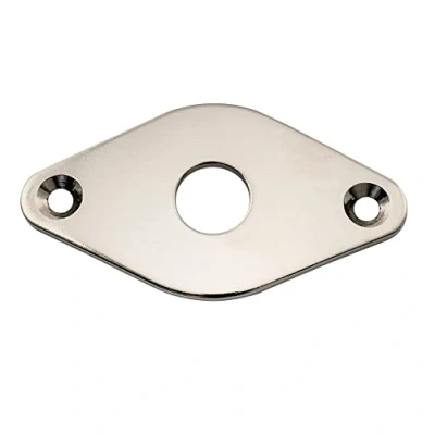 Image of Musiclily Pro 9.6mm Steel Curved Diamond Jack Plate for Electric Guitar Bass, Nickel