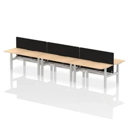 Image of Air B2B 1600x800 Adjustable 6P Bench Desk Scallop Maple/Silver +Screen