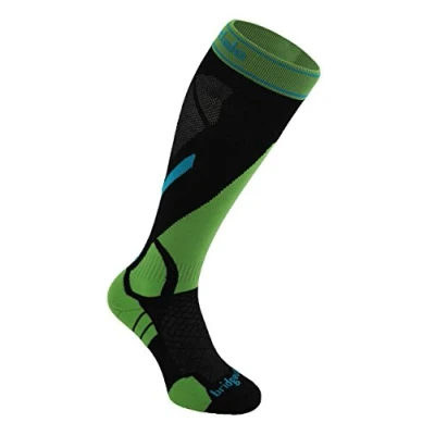 Image of Bridgedale Ski Men&#039;s Vertige Light Sock Black/Green, Size 12